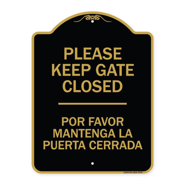 Signmission Designer Series-Keep Gate Closed Por Favor Mantenga La Puerta Cerrada, 24" x 18", BG-1824-9790 A-DES-BG-1824-9790 - main